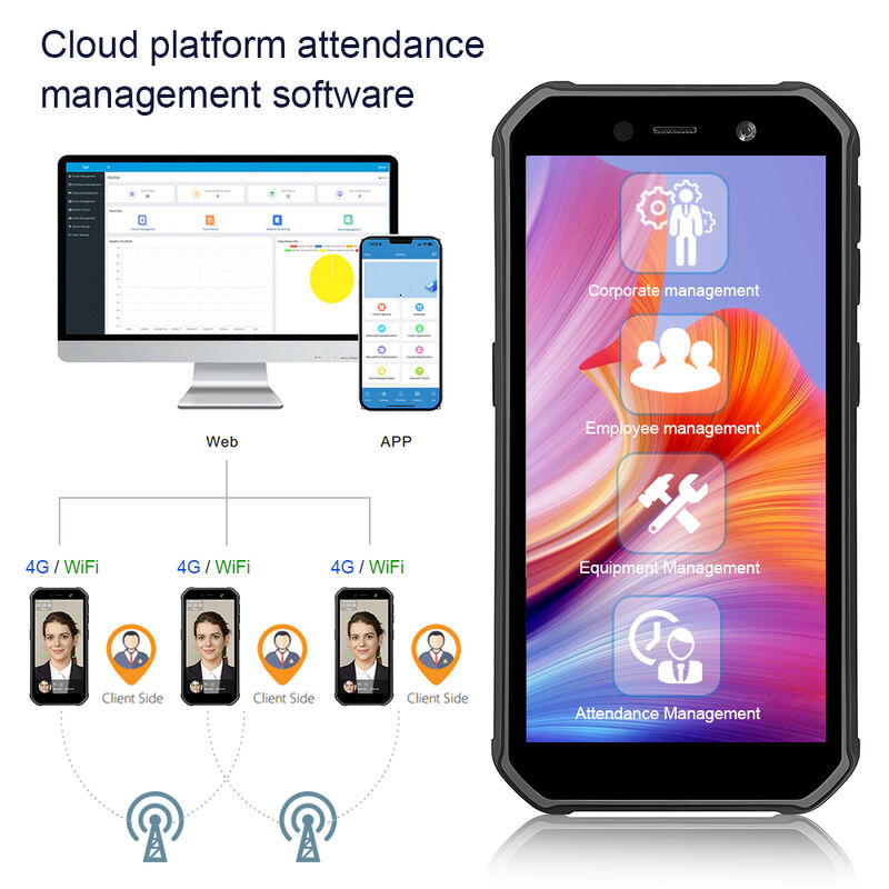 5.5 Inch Touch Screen 、 0.3s Fast  Face Recognition Time Attendance Terminal - 5000 Face Capacity for Mobile Attendance