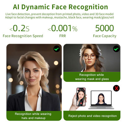 5-Inch Waterproof WiFi & TCP/IP Biometric Attendance Machine with Facial Recognition Access Control and Time Recording Free SDK