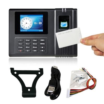 समय घड़ी एलसीडी 2.4 इंच बायोमेट्रिक फिंगरप्रिंट एक्सेस कंट्रोल