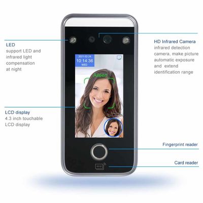 लंबा स्टैंड बायोमेट्रिक टाइम अटेंडेंस मशीन आईसी कार्ड फ़िंगरप्रिंट RS485